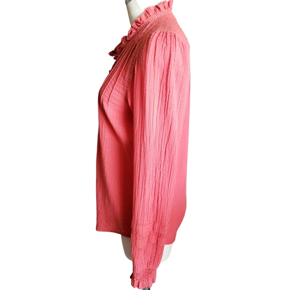 Faherty Pink Ruffle Blouse - Picture 2 of 11